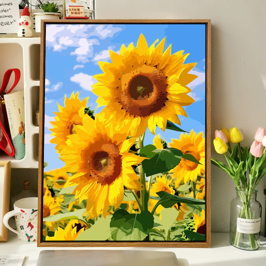 Yonghuan Healing Sunflower Цифровая масляная живопись DIY раскраска живопись гостиная, висящая картина Декоративная картина, расписанная на масле