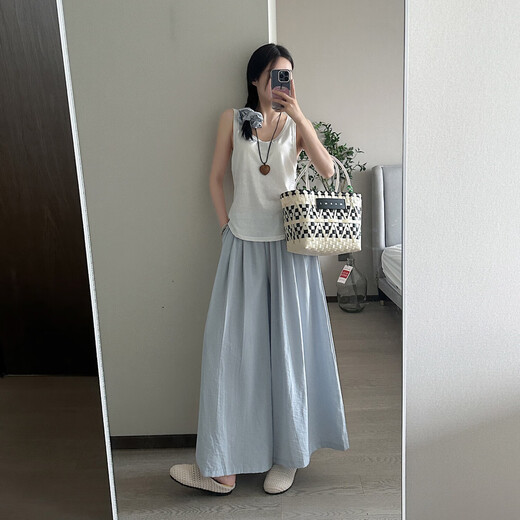 [Fallen lassen Röcke] Feste Farbe Lazy Old Money Style Acht-Punkte-Hose mit breiten Beinen lässige, lockere und schlanke, hoch taillierte Sommerfrauen, erdige gelbe Farbe L [Vorgeschlagen 118-136 Jin [Jin ist 0,5 kg]]]