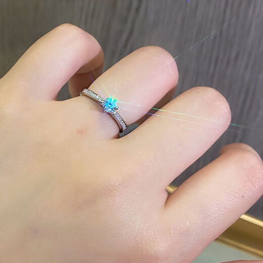 18pt950 Moissanite Diamond Ring Women's Fashion Classic Six Claw Straight Arm 30 Points Diamond Ring Request for Engagement Ring 2g 30 Points No. 19