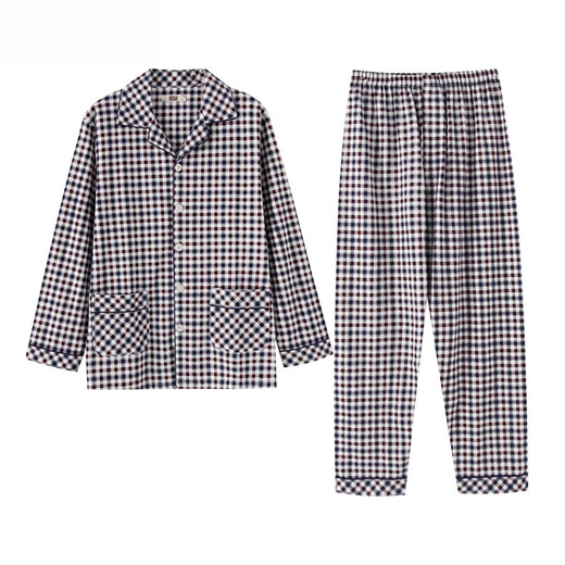 Langsha Plus Size Herren-Pyjamas im Frühjahr, Herbst und Winter verdickterte Baumwoll-Langarm-Pyjama-Pyjama mittlere und ältere Full-Rocte-Pyjamas mit voller Trottel 1345 2xl