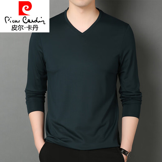 Pierre Cardin 2025 Spring and Automn Menk à col de mûrier en V Moupberge. T-shirt à manches longues en soie Spring Couleur continue Modale Top Base Top 1506 Couleur continue en V V T-shirt à manches longues Blelliage blanc 2xl 185 / 100a