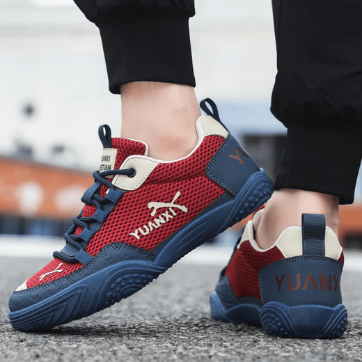 KLEDBOY Yuanxi Club Men's Shoes Qingxin Shoes New Men's Soft Sole Hollow Spliced ​​Mesh Shoes Fashion Sports and Casual Shoes Blue (Y881) 40