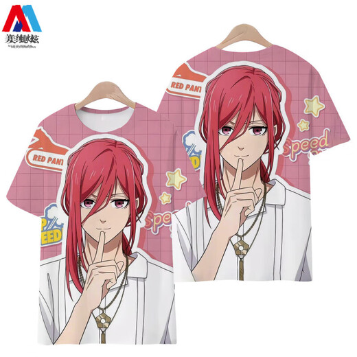Meichun Sunny Japaner Cartoon Sommermänner und Frauen Lose Blue Prison Serie Tausend-Schnitt Leopard Horse T-Shirt gedruckt trendy kurzärmelig T6197 M Höhe 110c
