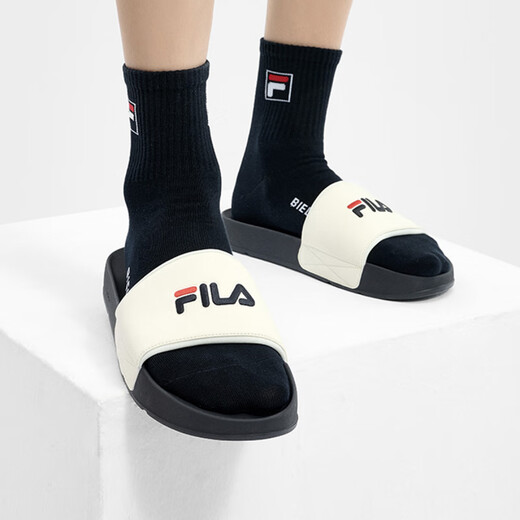 斐乐（FILA）DRIFTER舒适防滑防磨一字拖鞋男款古白色 白色 42