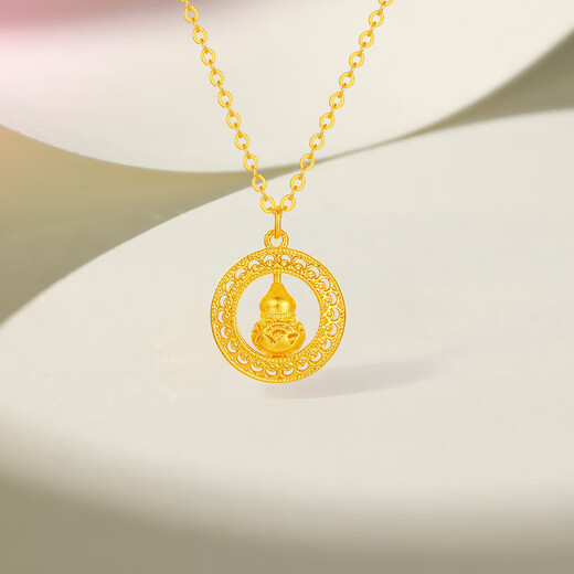 Saturday Fu Hollow Gourd Gold Necklace Women's Foot Gold Pendant Birthday Gift Price A0615820 Approximately 4.39g 40+5cm