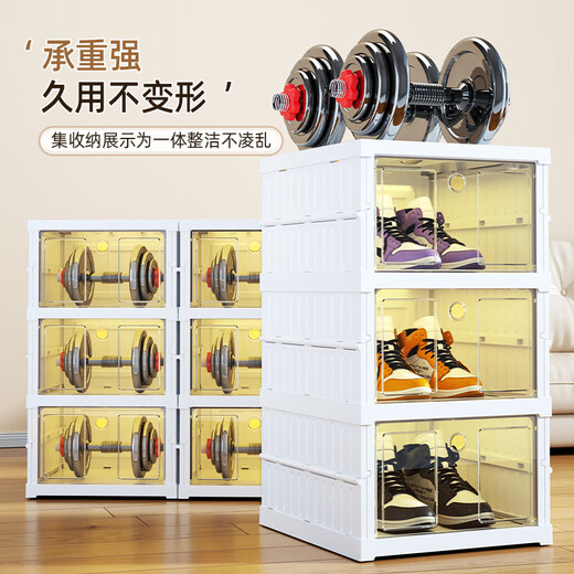 Bonnie Meijia transparent shoe box ant simple all-in-one wall shoe cabinet home door installation-free folding shoe rack plastic multi-layer upgrade and thickening 1 column 3 layers - can hold 48 size AJ shoes
