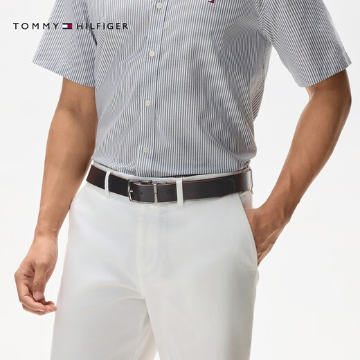 
TOMMY HILFIGER [Double-sided] Men's retro pin buckle leather business casual belt belt AM0AM12053 Black brown GB8 95cm