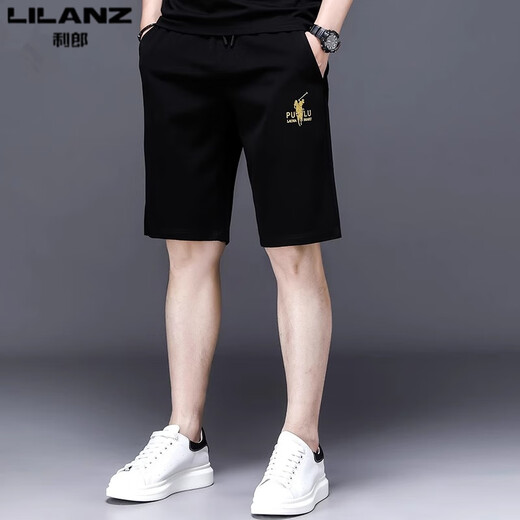 Lilang Men's informal Shorts Men's 2025 NUEVO SUMER SUMER ESTYLE VERSATILE VERSATILE Pantalones de cinco puntos de secado rápido Black 13067 M 165 (adecuado para el peso 90-120 Jin [Jin equivale a 0.5 kg])