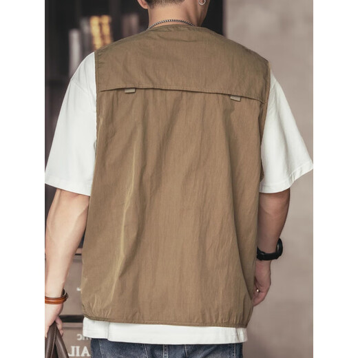 奈加图（NAIJIATU）日系复古工装钓鱼马甲男夏季薄款潮牌户外山系 黑色 2XL 建议 140-160斤