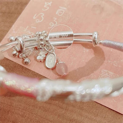 Blossoming sterling silver bracelet 9999 pure silver bracelet safe lock bracelet young style gift for girlfriend Mobius butterfly style 25g