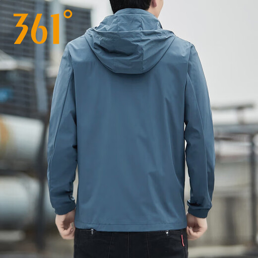 361 Men's Sports Windbreaker 2025 Autumn New Hooded Jacket Outdoor Fishing Running Top Men's Thin Sun Protection Jacket Cangyuan Blue S (165)