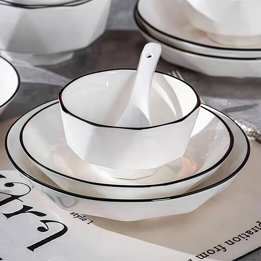 Jiwu Forest One-person meal bowl and plate set tableware set bowl and chopsticks combination plate bowl home gift diamond bowl 8-piece set