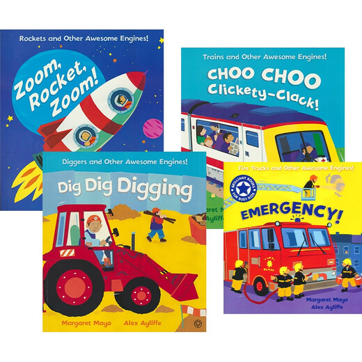 
Awesome Engines Dig Dig Digging Choo Choo Clickety-Clack Children's Transportation Popular Science Picture Books 4 Books English Learning Enlightenment Books Excavator Original Imported Books Emergency Rescue