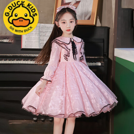 G.DUCKKIDS女童连衣裙儿童公主裙夏季小女孩衣服裙子夏天2025新款童装女春装 2601粉色 110 适 龄4-5岁cm