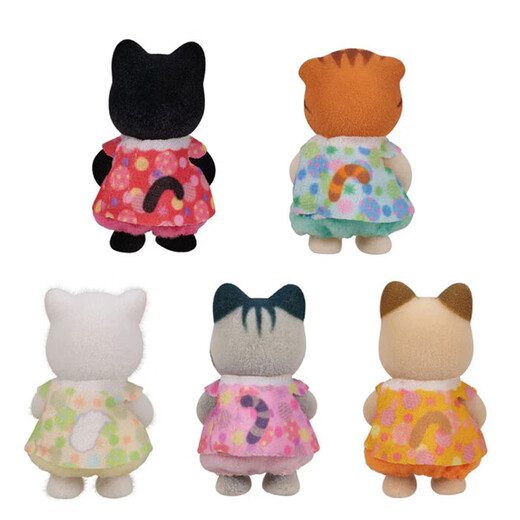 Sylvanische Familien (sylvanische Familien) Fünf Katze -Set, Babykatzesammlung, Spielzeugpuppen -Set für Spielen von House Girl
