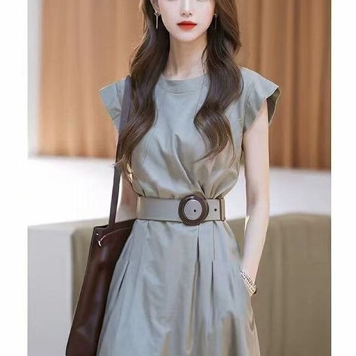 啄木鸟冷淡系独特别致灰色收腰连衣裙女2025夏季新款超火轻奢感女装 图片色 S