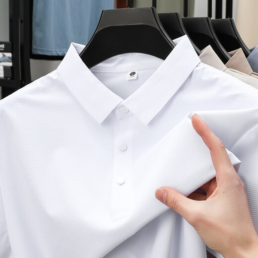 
zzang/ins light luxury high-end brand ice-sensing short-sleeved POLO shirt men's summer new casual lapel business t-shirt top 12357 black 3XL (recommended 165-180Jin [Jin equals 0.5 kg])