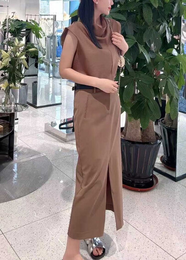 AQFB艾诺丝 韵德半身裙正2024秋款开叉半裙40713524-上衣40715002 茶金色 半裙3524 55 S-1