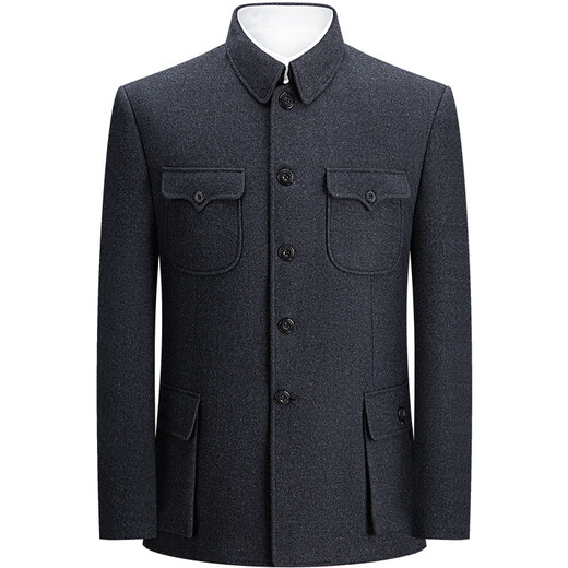 Pierre Cardin high-end wool tunic suit, middle-aged and elderly men's dad's suit, old-fashioned tunic jacket, spring and autumn Tang suit, gray S 165/70 recommended 90-110 Jin Jin equals 0.5 kg