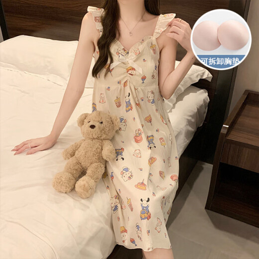 京濮飞HelloKitty云朵棉睡衣女吊带睡裙可爱胸垫家居服 9923#睡裙-带胸垫 XL 170