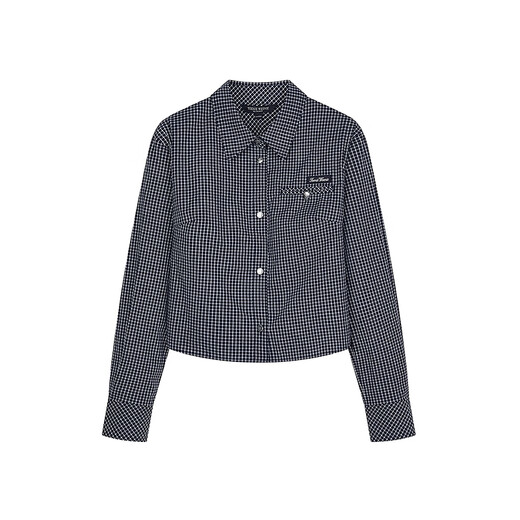 Teenie Weenie Bear Women's Clothing Shirt 2025 Autumn New Women's Temperament Commuter Short Plaid Shirt Navy Blue S