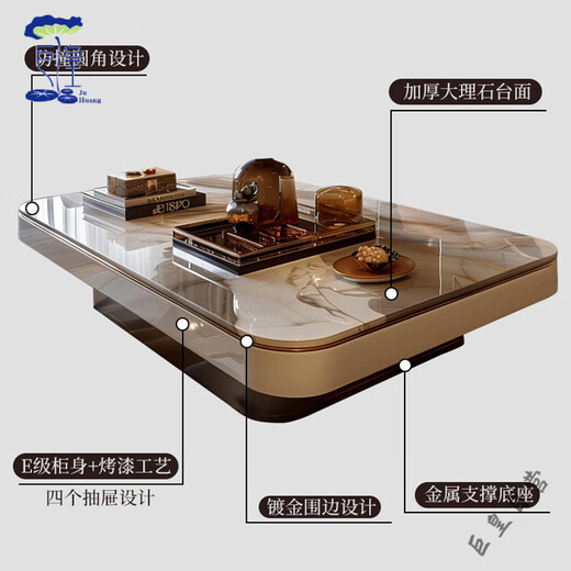 Miaopu Le High-End-Marke importierte Quality Villa Tea Tisch Wohnzimmer Leuchte Luxus High-End 2025 Neues großes Apartment Marmor Großer G756 Marmor Couchtisch [140*80*40 cm] Ganze Dekoration