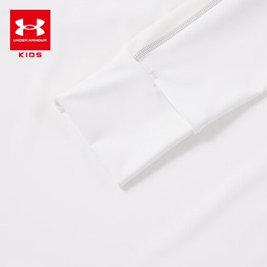 Under Armor children's long-sleeved T-shirt for men and women, spring and autumn breathable, moisture-absorbing, quick-drying sports training stand-up collar top 253303206 white 170