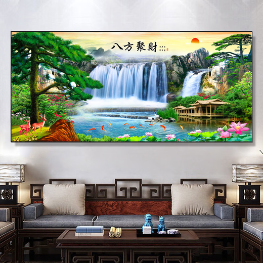 Yonghuan accueillant le salon de salon canapé fond de paroi décoration de paroi de la paroi peinture peinture paysage peinture paysage calligraphie and peinture bureau hall mural hall accueillant pin ct3882 180x80cm or élégant (cadre en aluminium brossé)