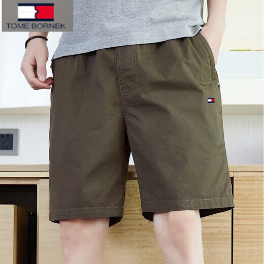 
Tommy Hee Kelly trendy men's summer casual shorts loose cotton sports beach five-point pants men's bean green 9215 4XL suitable for 190-210Jin [Jin equals 0.5 kg]