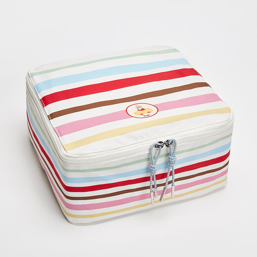 Tagi.<Popcorn>Puppy autumn and winter cute portable storage striped toiletry bag storage travel bag striped vanilla popcorn medium size