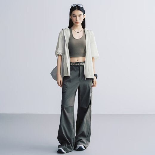 
MEIYANG Peanut Clothes No. 2 Cool Removable Hooded Three-dimensional Pleated Loose Light Gray S