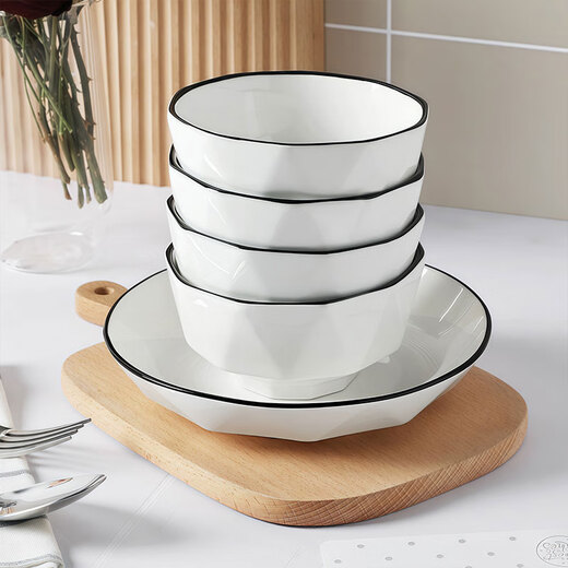 Jiwu Forest One-person meal bowl and plate set tableware set bowl and chopsticks combination plate bowl home gift diamond bowl 8-piece set