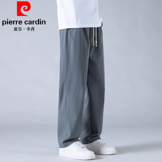 Pierre cardin ice silk casual pants men's summer thin loose straight-leg handsome nine-point pants for boys trendy draped sports long pants K6630 khaki M about 90-110 Jin [Jin equals 0.5 kg] can be worn
