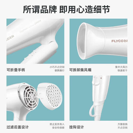 飞科吹风机家用负离子护发宿舍用学生可折叠大功率不伤发电吹风筒 绿色 博锐ph1628飞科fh6296