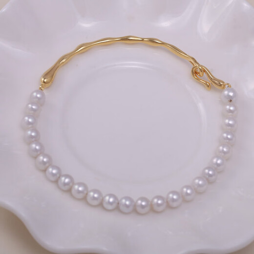 Chili DIY Pearl Accessories S925 Sterling Silver K Gold Craft Fashion Irregular Bracelet Bracelet Hand Decoration Pearl Empty Accessories S925 Silver-Golden Bracelet Does Not Include Pearls