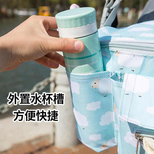 贞喜气 婴儿车挂包 大容量宝宝推车挂袋挂钩收纳储物袋置物篮溜娃神器 【白色恐龙+升级侧兜】