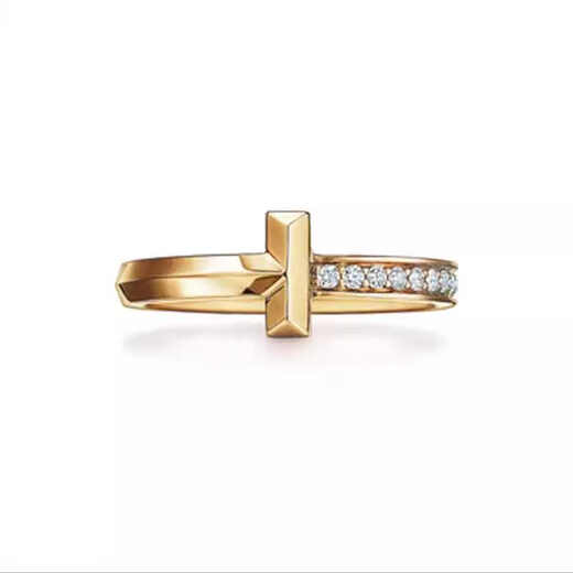 Junpo iffn25 new classic T1 ring 18K rose gold wedding ring narrow version with diamond and half diamond couple ring without diamonds