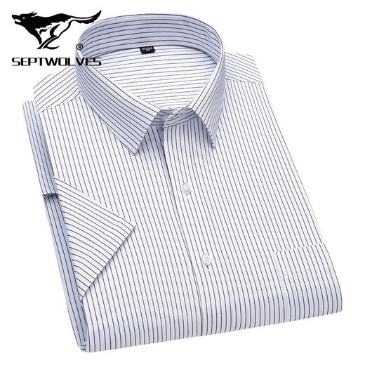 Sieben Wolfs 2025 Sommer Herren-No-Lösungs-Kurzarm-Shirt mit mittleren Altersgeschäften im mittleren Alter Profi Kleidung Fashion Comfort High-End-Baumwoll-Shirt DX6629 38