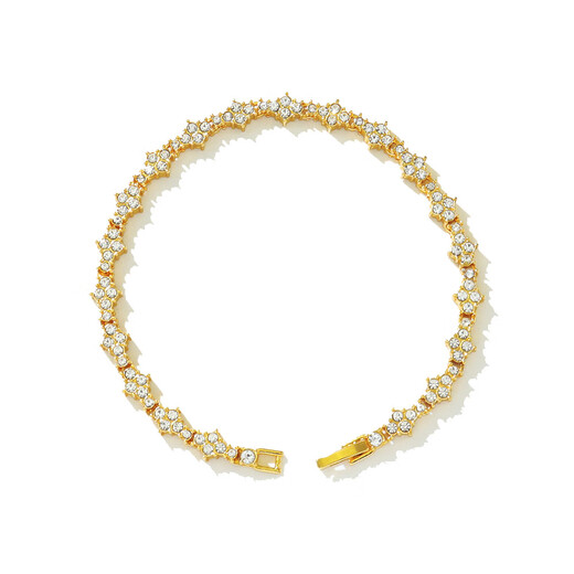 European and American ins style full diamond flower-shaped cross men's and women's trendy tennis chain bracelet bracelet TennisBracelet silver 20cm 8inch ()