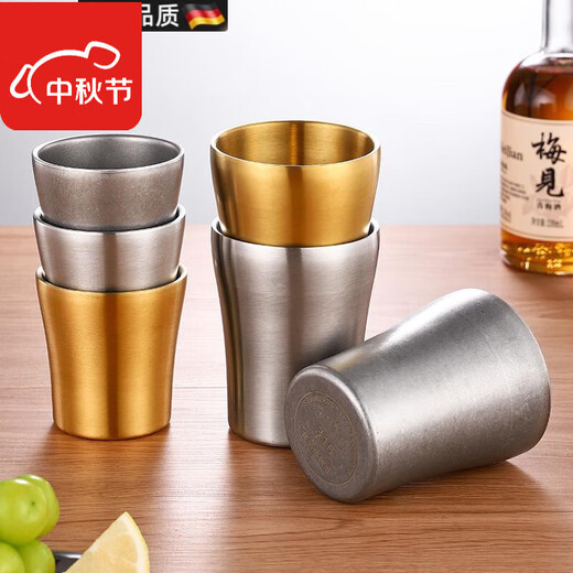 WMF German Seiko, exquisite Korean craftsmanship, 316 stainless steel water cup, small waist beer mug, thickened double-layer meal, 316 small waist double-layer cup, silver 180ml