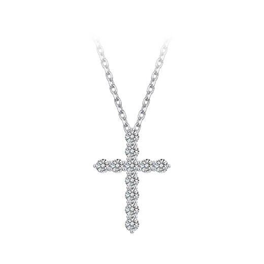 Issa Vera platinum cross necklace pt950 inlaid with moissanite diamonds for men and women lucky frame couple clavicle chain sweater chain platinum moissanite lucky frame necklace small size 4.9-5.1g