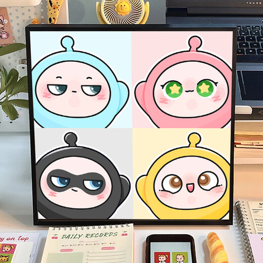 Cute Cartoon Eggman Party Digital Oil Painting DIY Hand Painting Painting Color Filling Acrylic Hand Filling Children's Oil Painting SJ13701 20*20cm Stretched and Thickened Solid Wood Inner Frame Highlight Paint+Canvas+