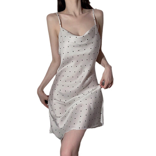 性感舒适吊带睡裙波点碎甜美冰丝纯欲睡衣女家居服套装6197 6196浅粉 M