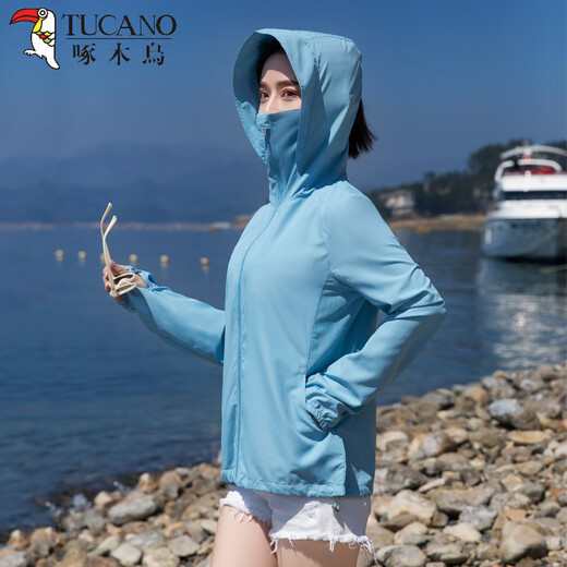 啄木鸟防晒衣女2025新款夏季中长款女骑车外套长袖薄透气雪纺 轻薄加长帽檐中长款4880-玫红色 L 100-115斤