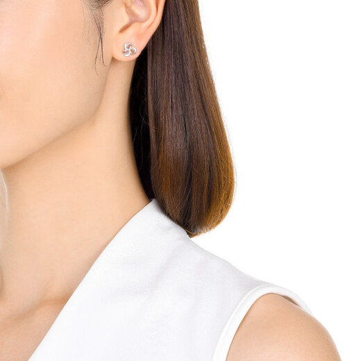Chow Sang Sang (CHOW SANG SANG) platinum earrings Pt950 platinum ribbon earrings simple commuter earrings 77341E