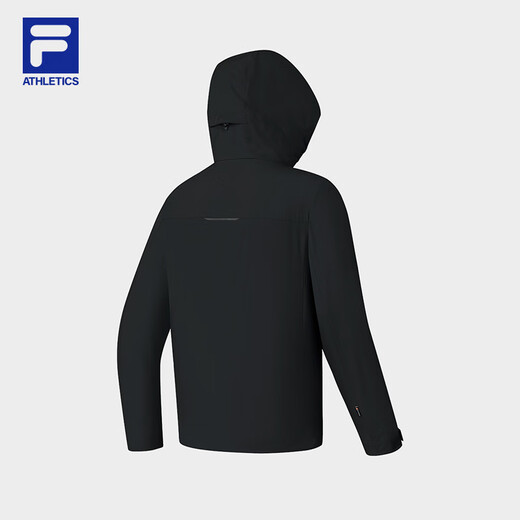 FILA Official Couple's Outdoor Jacket 2025 Autumn New Outdoor Sports Windproof Moisture Breathable Antibacterial Hooded Jacket for Men True Black-BK L 175/96A/L