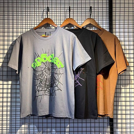 WVGA American Fashion Brand YoungThug Same Sp5der Foam Printing High Street Trendy Loose Camiseta de manga corta Men 6218 Black S Altura 160-170
