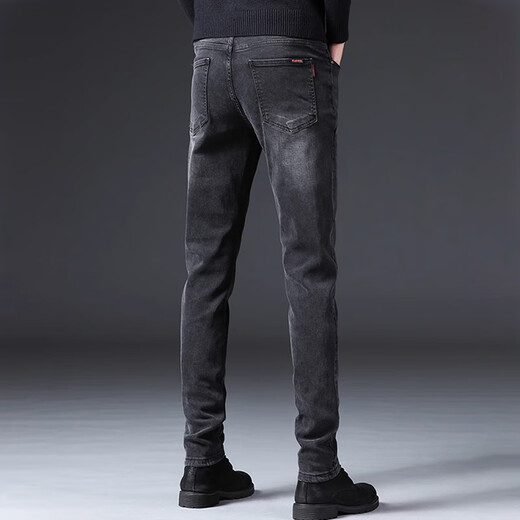 Jiumuwang Autumn and Winter Black and Grey Jeans Men 2025 Nuevo producto Slim Foot Spring and Summer Casual pantalones Men 1049 Gris 28 Circunferencia de cintura 2 pies 1 adecuado para 100 Jin [Jin equivale a 0.5 kg]