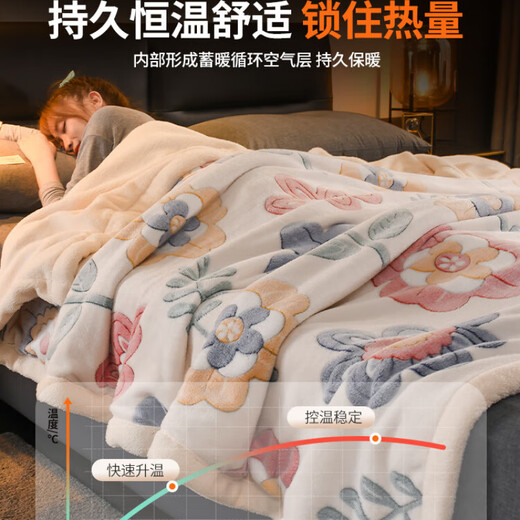 Lin Mengni Coral Velvet Blanket Student Dormitory Special Winter Thickened Cover Blanket Children's Baby Quilt Office Nap Blanket Flowers Double Layer Thickened Fine Velvet 100x150cm Children's Blanket