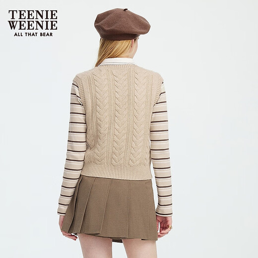 Teenie Weenie Bear Sweater Women's 2025 Autumn New Simple Fashion Simple Simple Smart Mleeveless Chalss